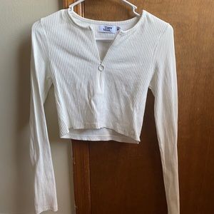White zip crop top